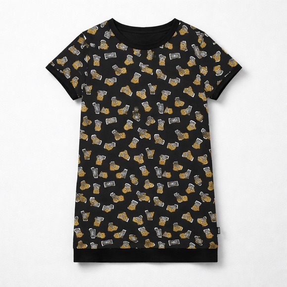 Moschino Dresses & Skirts - Moschino Underwear Women Black Toy Bear All Over Print T-Shirt Dress XXS